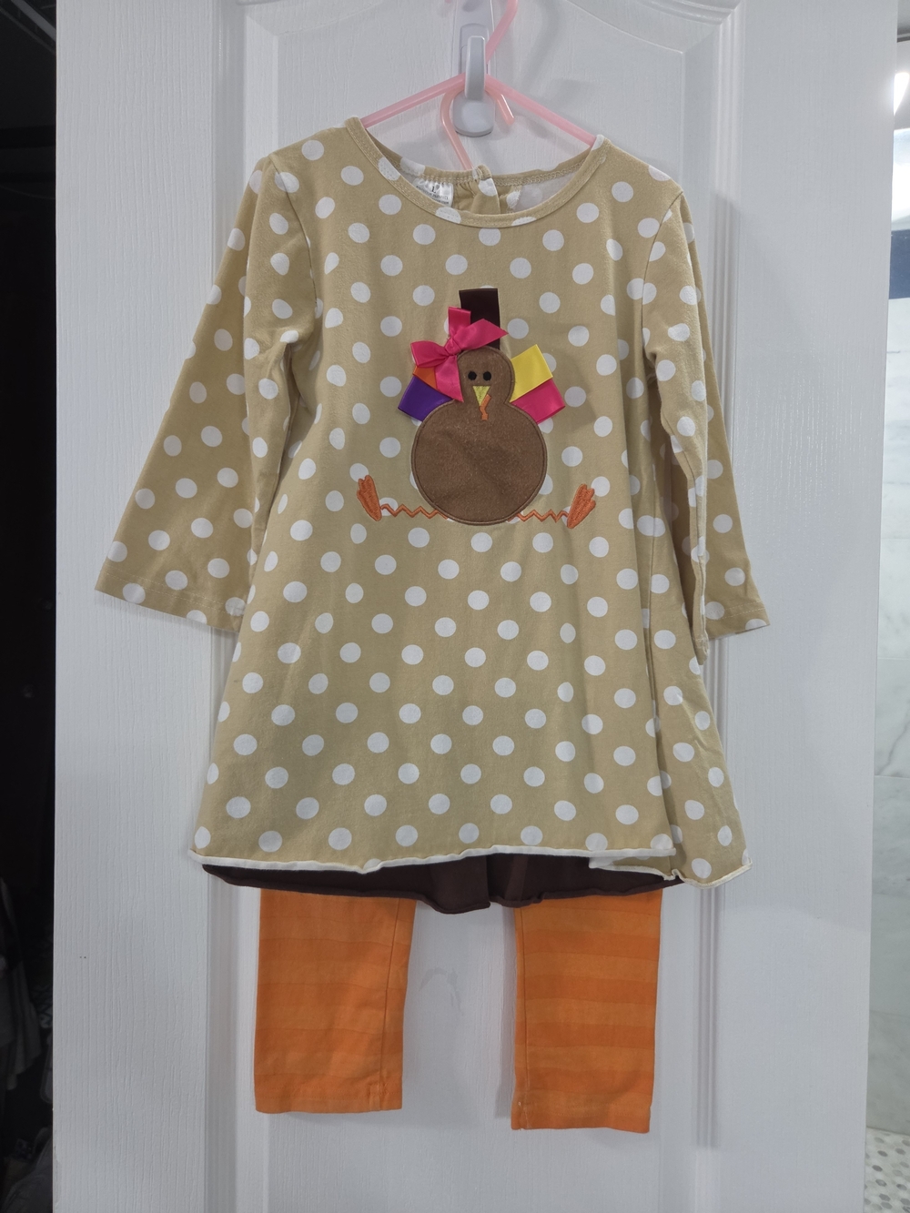 Polka Dot Turkey Tunic with Orange Leggings